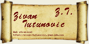 Živan Tutunović vizit kartica